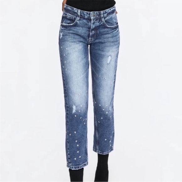 Zara Star Studded Jeans 2 NWT Blue - Picture 4 of 15
